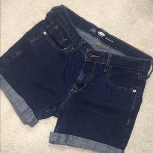old navy midi length denim fitted shorts